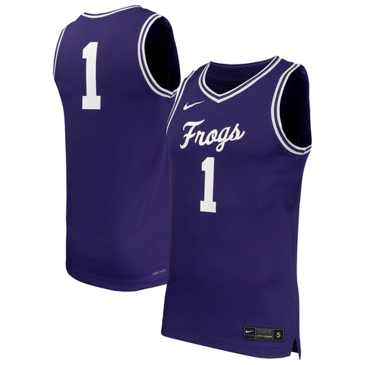 #1 TCU Horned Frogs Replica Basketball Jersey - Purple | Stitched College Jersey TJS75828