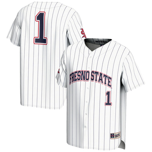 #1 Fresno State Bulldogs GameDay Greats Lightweight Baseball Jersey - White | Stitched College Jersey TJS75831