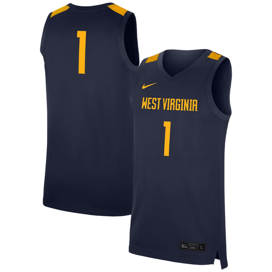 #1 West Virginia Mountaineers Replica Jersey - Navy | Stitched College Jersey TJS75673