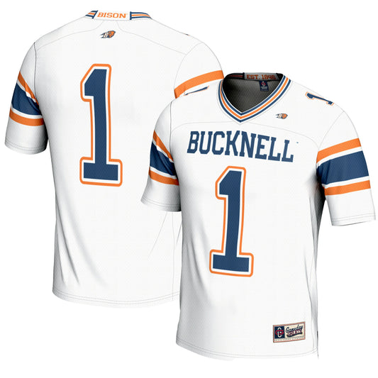#1 Bucknell Bison GameDay Greats Endzone Football Jersey - White | Stitched College Jersey TJS76009