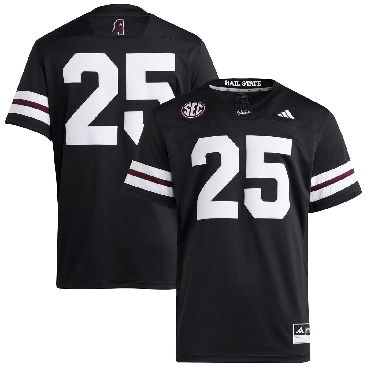 #25 Mississippi State Bulldogs Premier Strategy Jersey - Black | Stitched College Jersey TJS76105