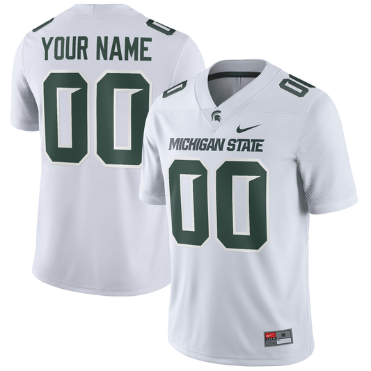Michigan State Spartans Football Custom Game Jersey - White | Stitched College Jersey TJS76103