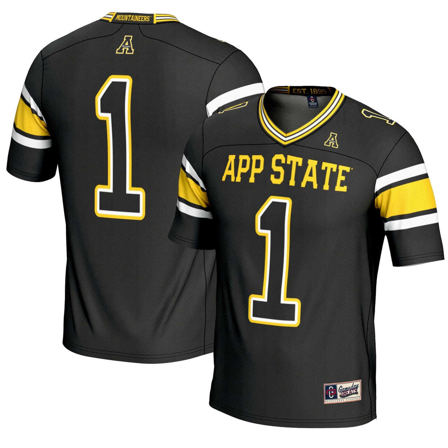 #1 Appalachian State Mountaineers GameDay Greats Endzone Football Jersey - Black | Stitched College Jersey TJS76074
