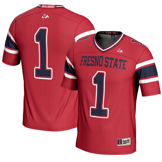 #1 Fresno State Bulldogs GameDay Greats Endzone Football Jersey - Red | Stitched College Jersey TJS76132