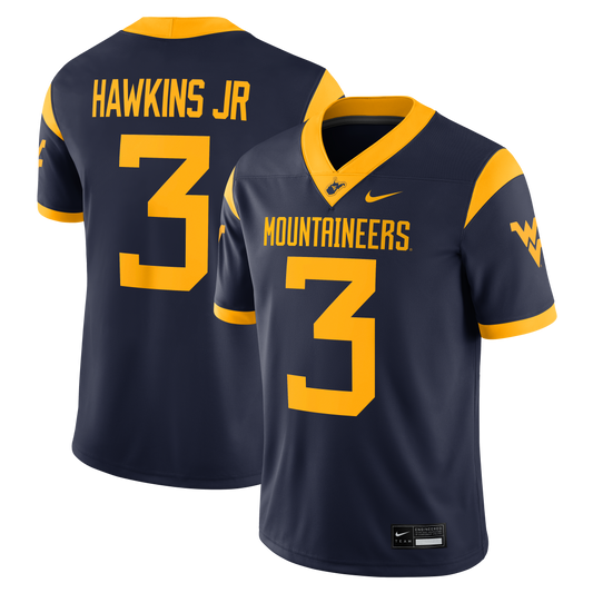 Michael Hawkins Jr. West Virginia Mountaineers Game Football Jersey - Navy | Stitched College Jersey TJS76204