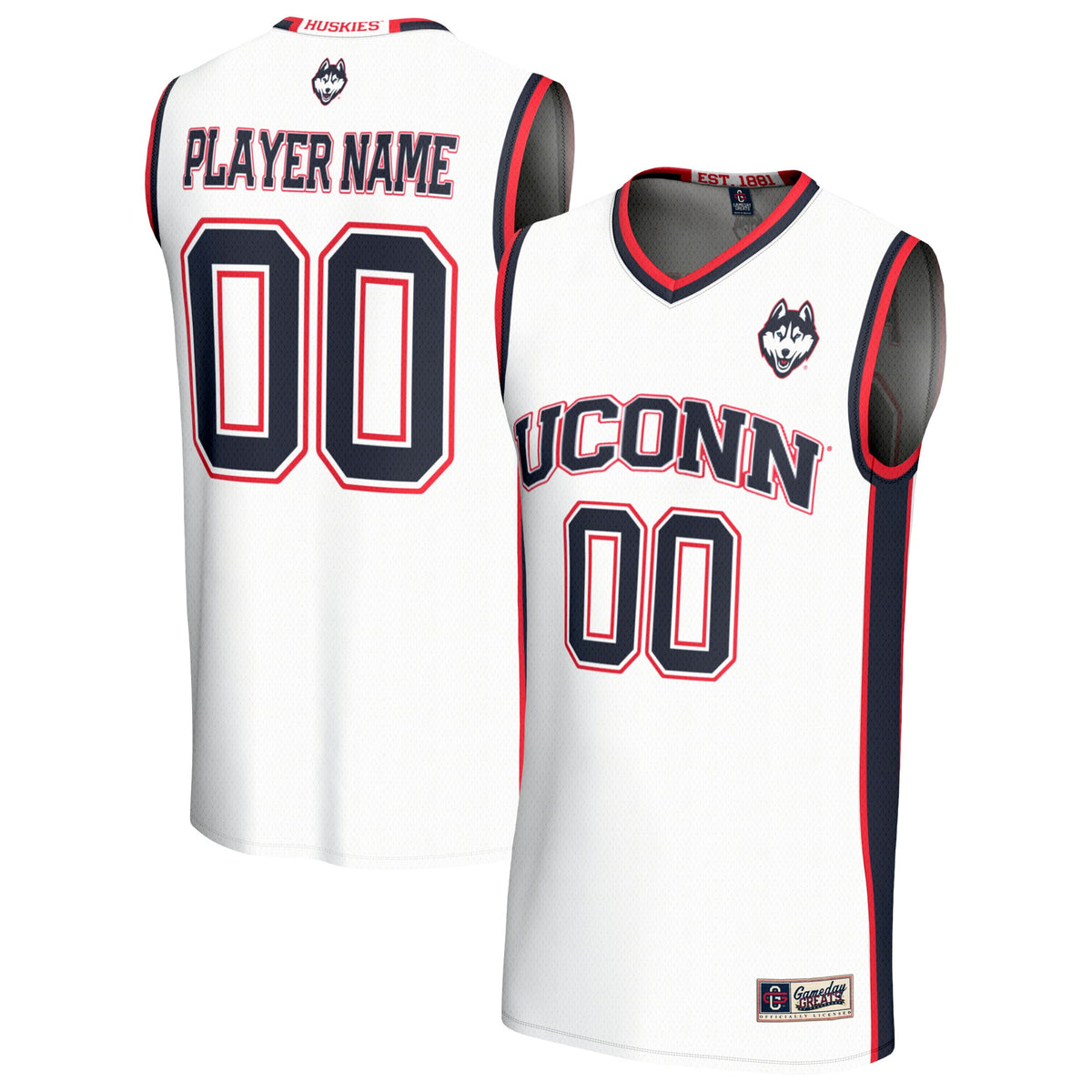 UConn Huskies GameDay Greats Unisex Lightweight Collegiate Men's Basketball Pick-A-Player Fashion Jersey - White | Stitched College Jersey TJS76256