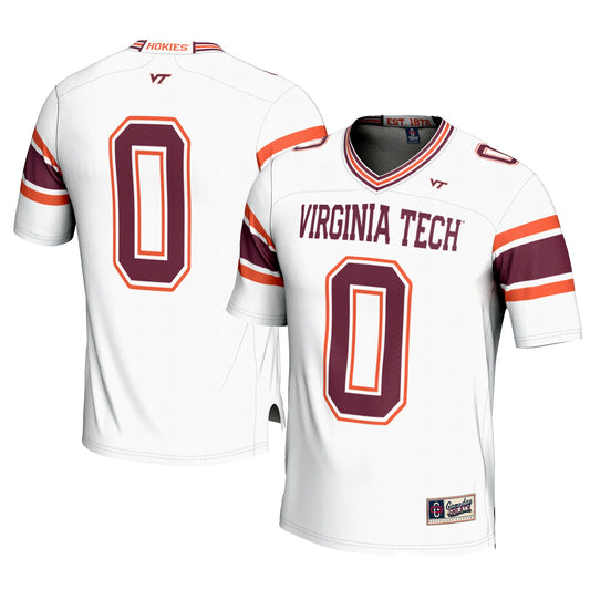 #0 Virginia Tech Hokies GameDay Greats Football Jersey - White | Stitched College Jersey TJS76156