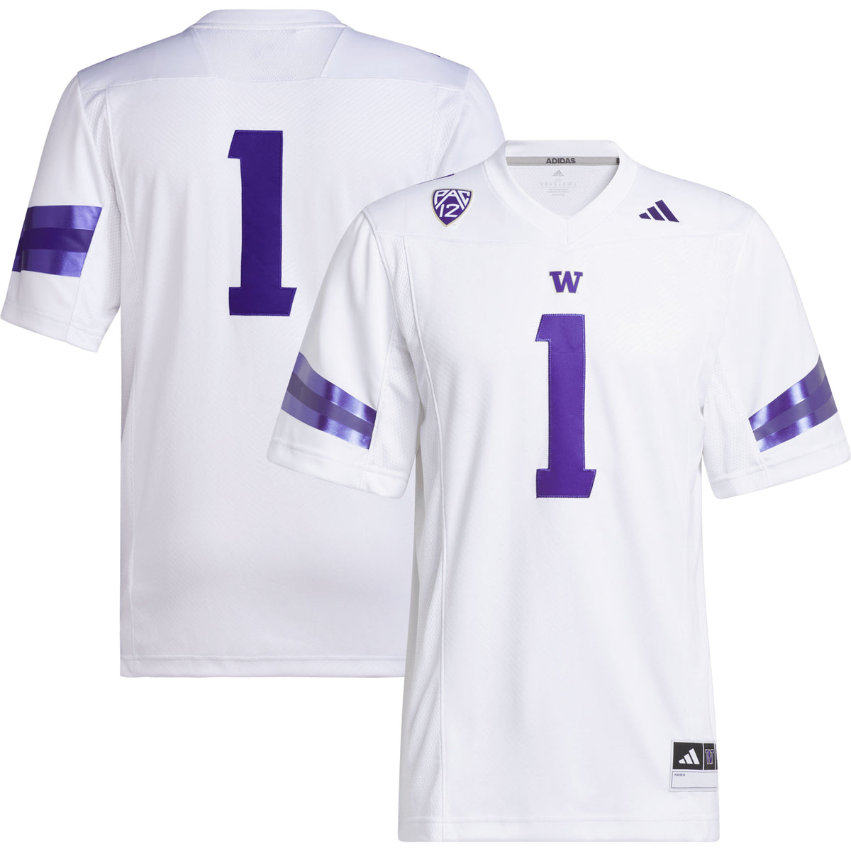 #1 Washington Huskies Premier Football Jersey - White | Stitched College Jersey TJS76195