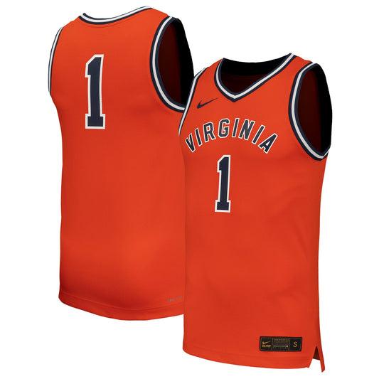 #1 Virginia Cavaliers Throwback Replica Basketball Jersey - Orange | Stitched College Jersey TJS76147