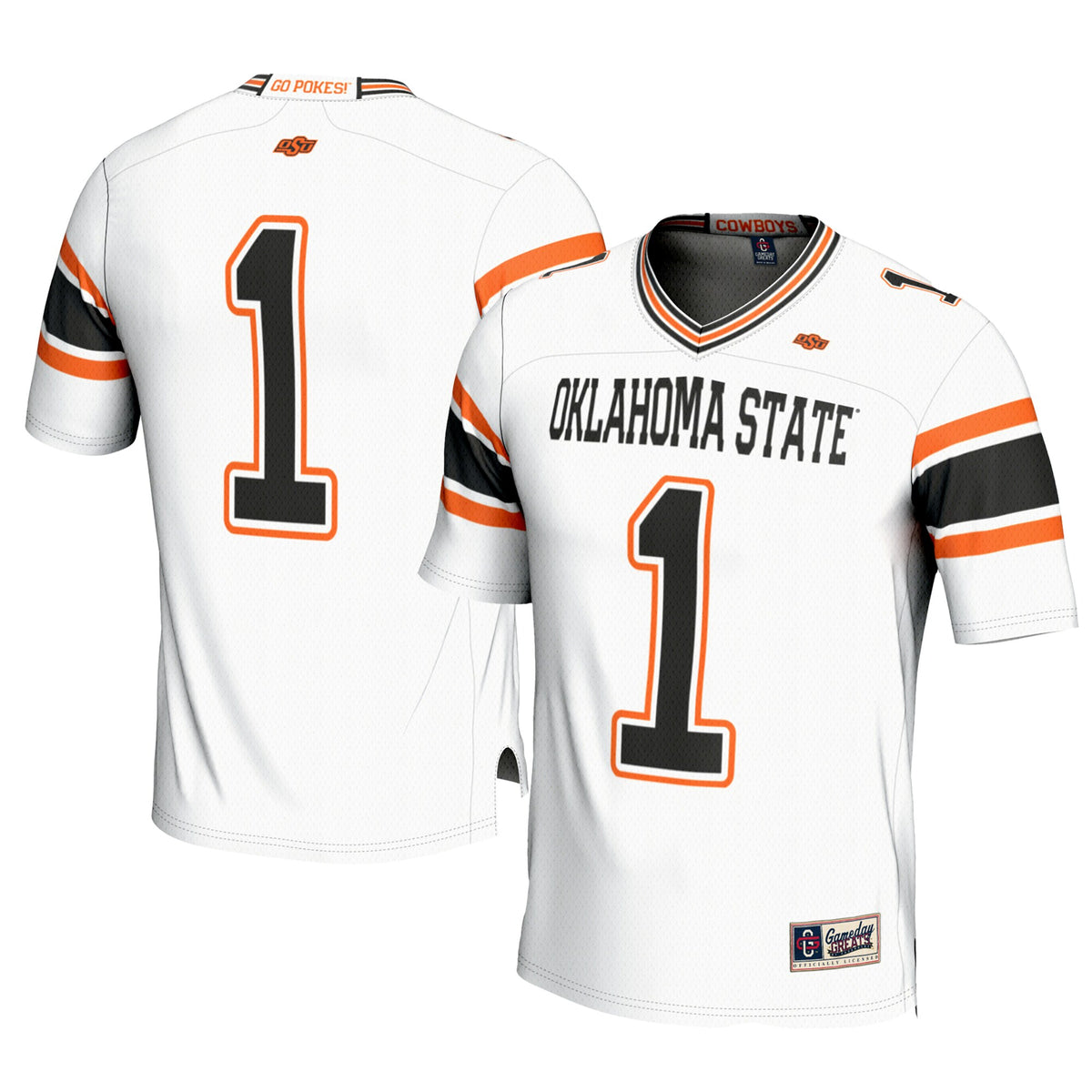 #1 Oklahoma State Cowboys GameDay Greats Football Jersey - White | Stitched College Jersey TJS76264