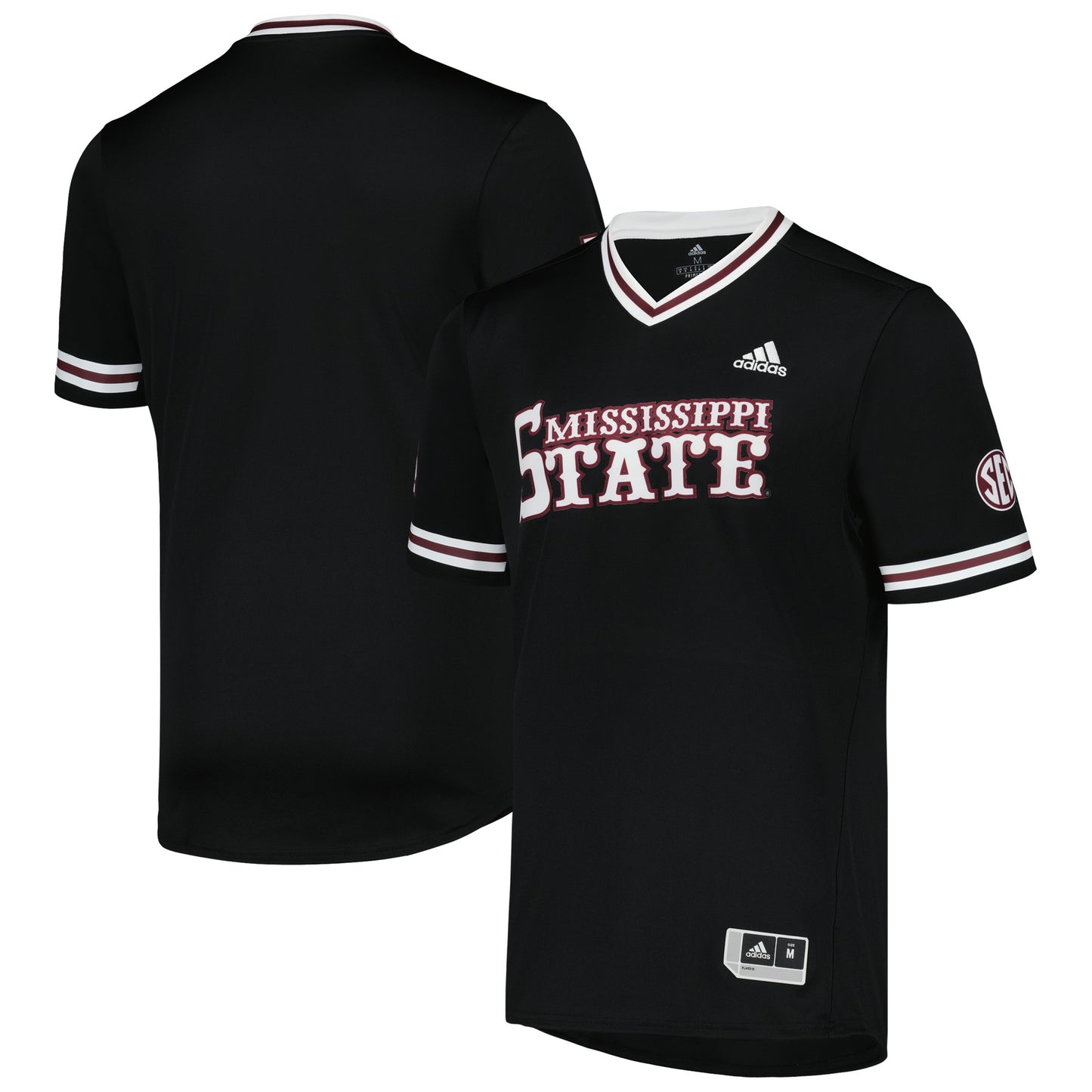 Mississippi State Bulldogs Replica V-Neck Baseball Jersey - Black | Stitched College Jersey TJS76530