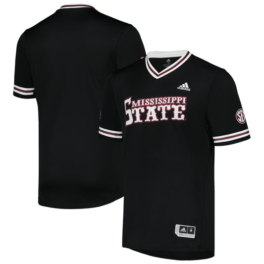 Mississippi State Bulldogs Replica V-Neck Baseball Jersey - Black | Stitched College Jersey TJS76530