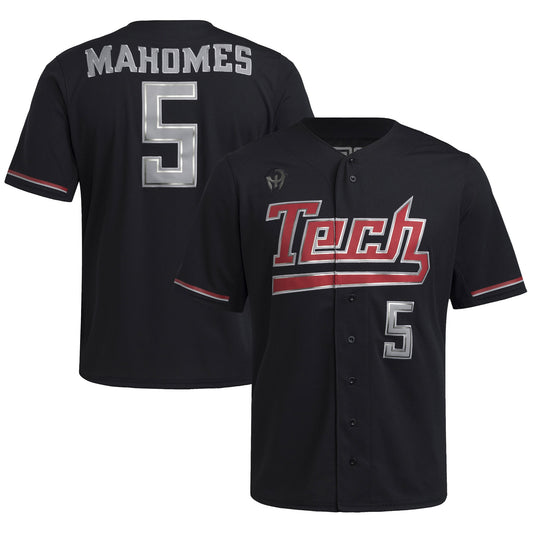 Patrick Mahomes Texas Tech Red Raiders Replica Baseball Jersey - Black | Stitched College Jersey TJS76515