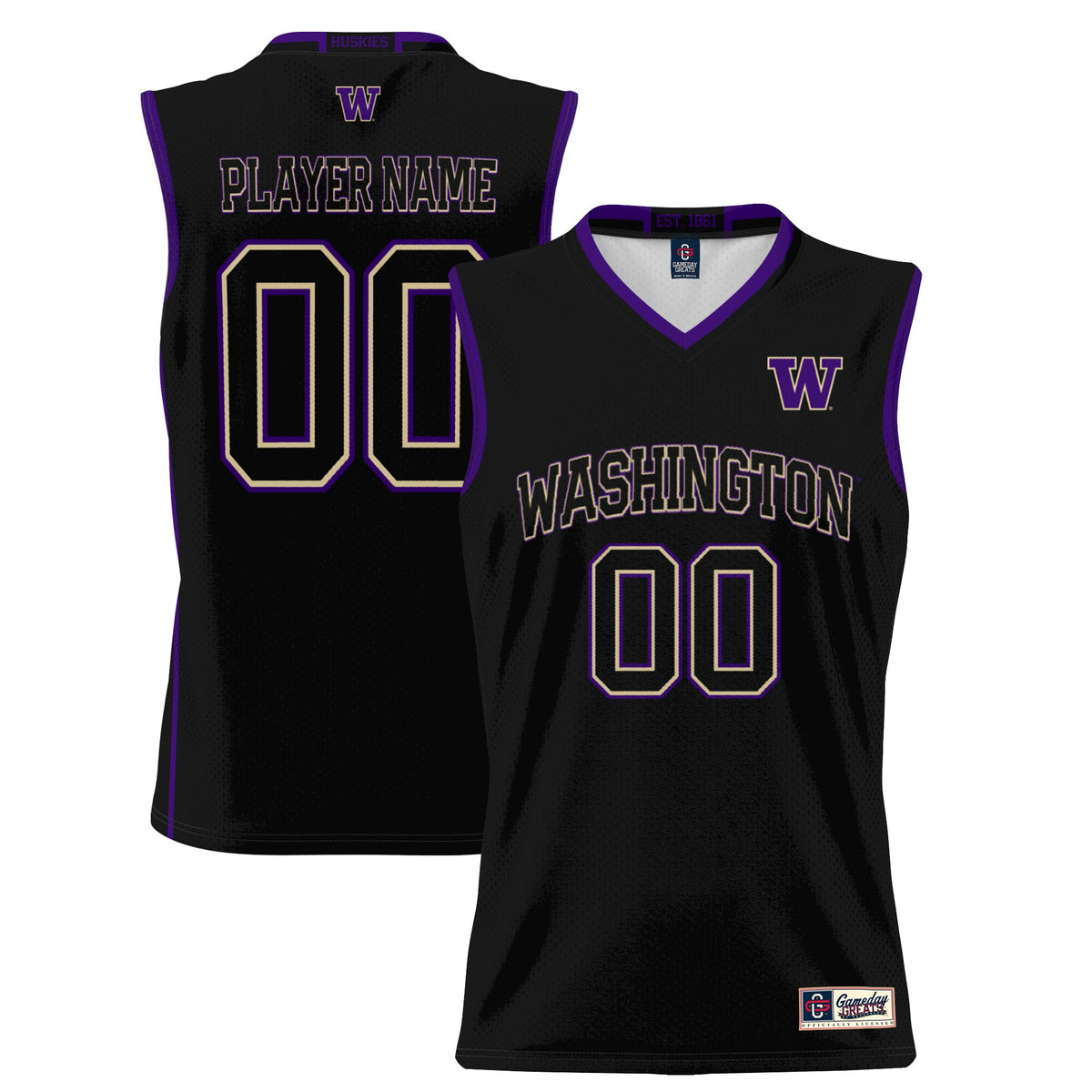 Washington Huskies GameDay Greats Unisex Lightweight Pick-A-Player Women's Basketball Jersey - Black | Stitched College Jersey TJS76610