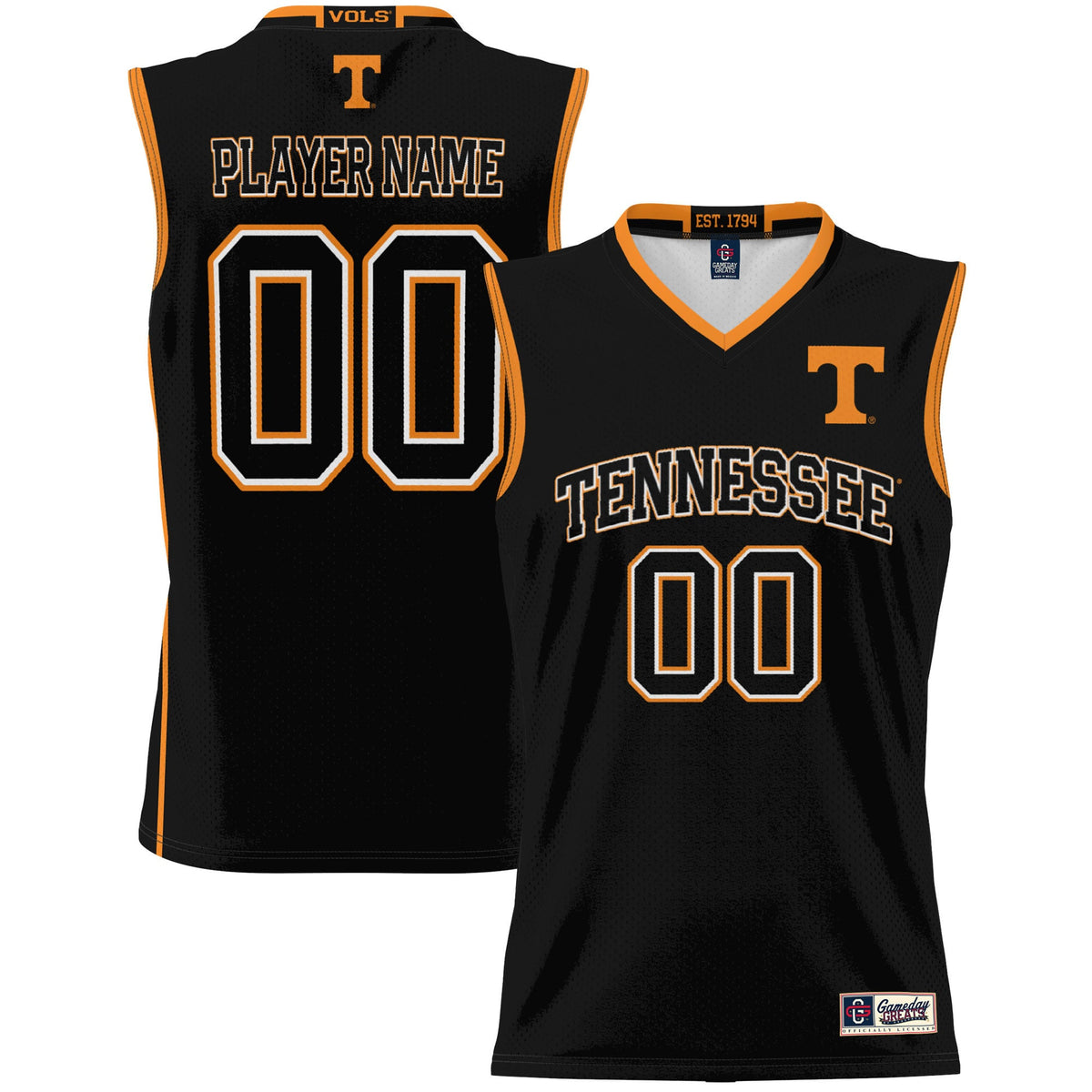 Tennessee Volunteers GameDay Greats Unisex Lightweight Pick-A-Player Women's Basketball Jersey - Black | Stitched College Jersey TJS76559