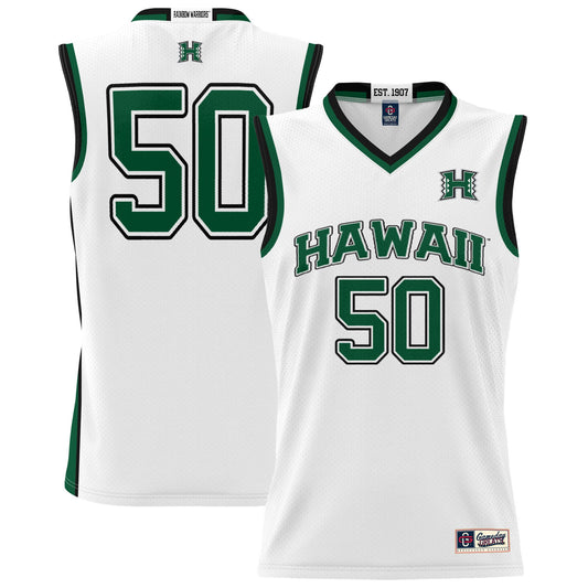 #50 Hawaii Rainbow Warriors GameDay Greats Unisex Lightweight Basketball Jersey - White | Stitched College Jersey TJS76424