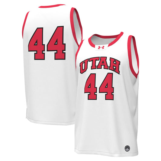 #44 Utah Utes Replica Basketball Jersey - White | Stitched College Jersey TJS76366