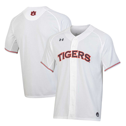 Auburn Tigers Softball Button-Up V-Neck Jersey - White | Stitched College Jersey TJS76409