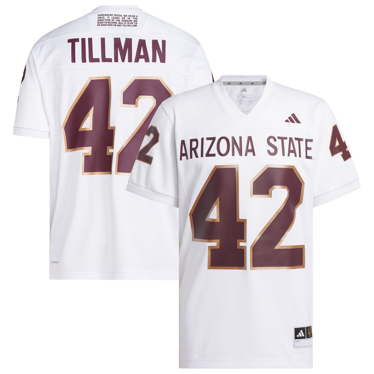 Pat Tillman #42 Arizona State Sun Devils Away Icon Premier Football Jersey - White | Stitched College Jersey TJS76722