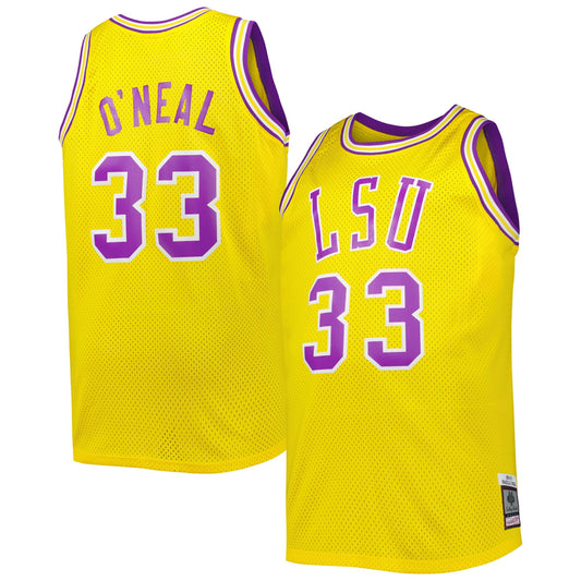 Shaquille O'Neal LSU Tigers 1990/91 M & N Big & Tall Swingman Jersey - Gold | Stitched College Jersey TJS76637