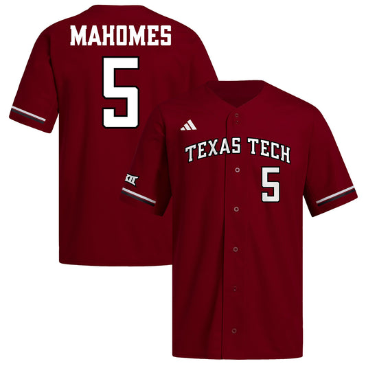 Patrick Mahomes Texas Tech Red Raiders Replica Baseball Jersey - Red | Stitched College Jersey TJS76679
