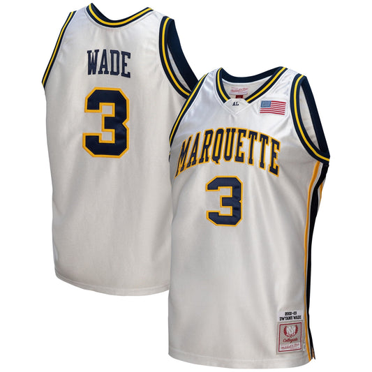 Dwyane Wade Marquette Golden Eagles M & N College Vault 2002/03 Jersey - White | Stitched College Jersey TJS76708