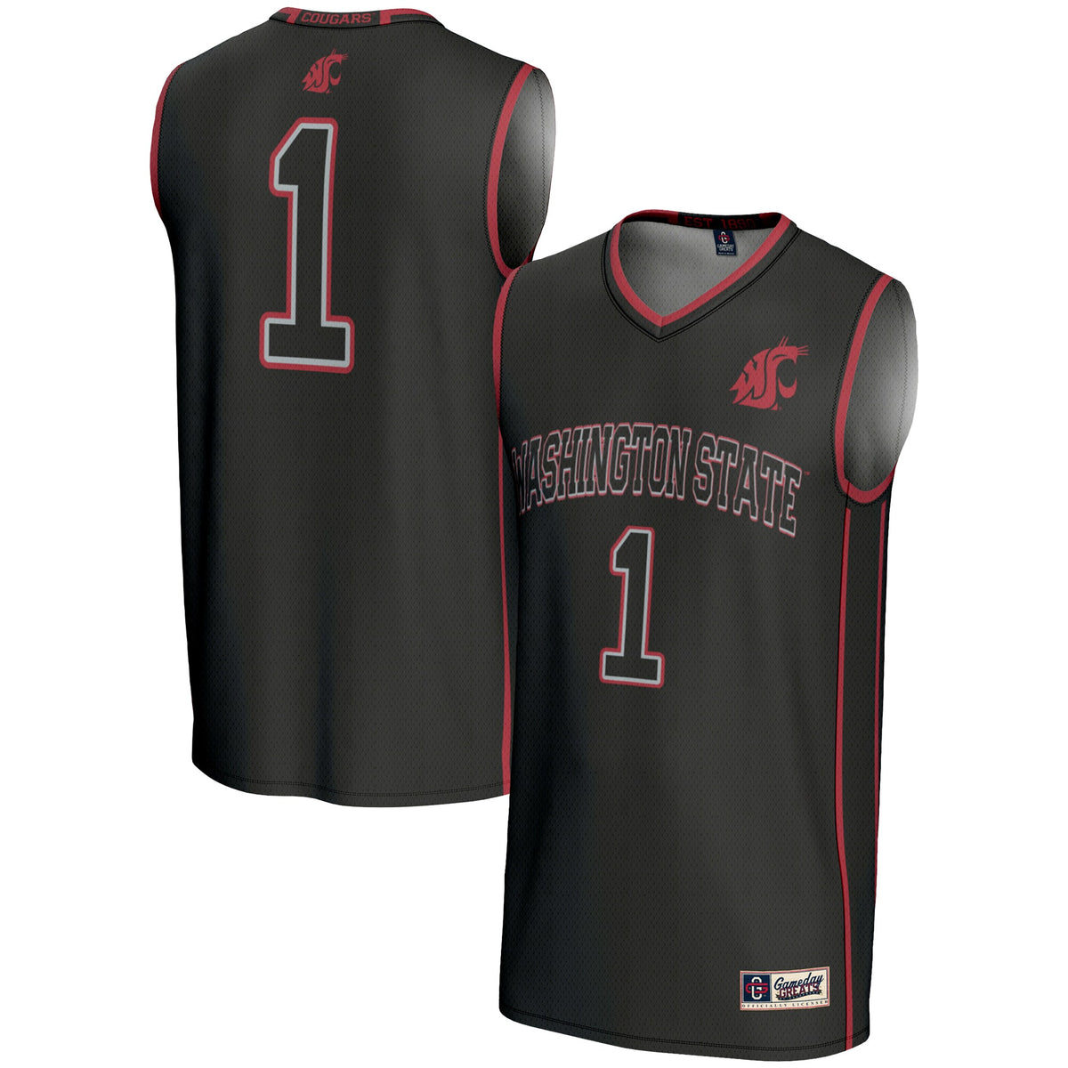 #1 Washington State Cougars GameDay Greats Lightweight Basketball Jersey - Black | Stitched College Jersey TJS76793