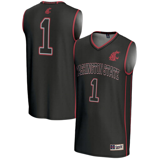 #1 Washington State Cougars GameDay Greats Lightweight Basketball Jersey - Black | Stitched College Jersey TJS76793
