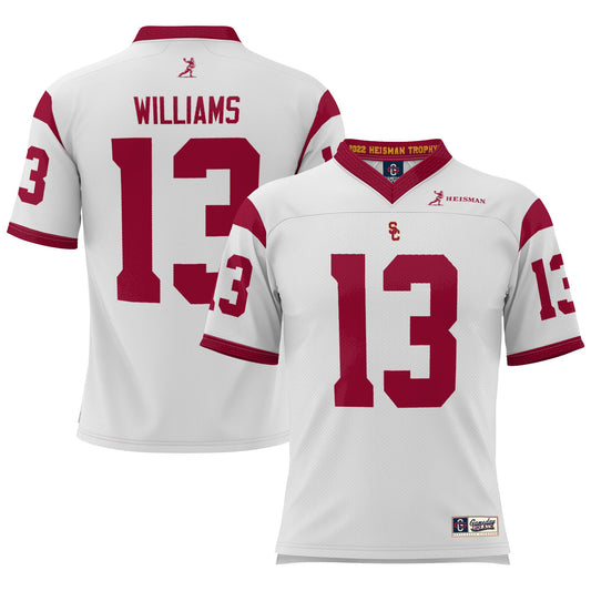 Caleb Williams USC Trojans GameDay Greats Lightweight Heisman Memorial Jersey - White | Stitched College Jersey TJS76717