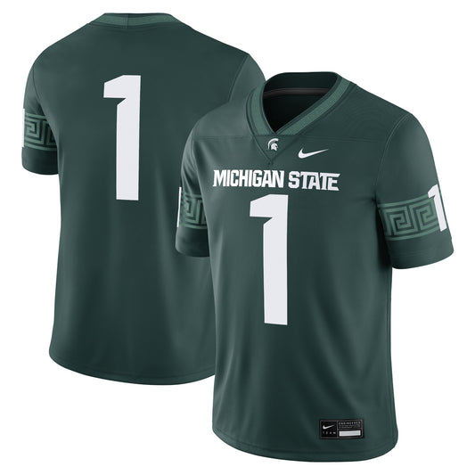 #1 Michigan State Spartans Game Jersey - Green | Stitched College Jersey TJS76794