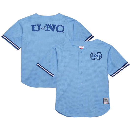 North Carolina Tar Heels M & N Game Time Vintage Mesh Button Front Top - Carolina Blue | Stitched College Jersey TJS76804