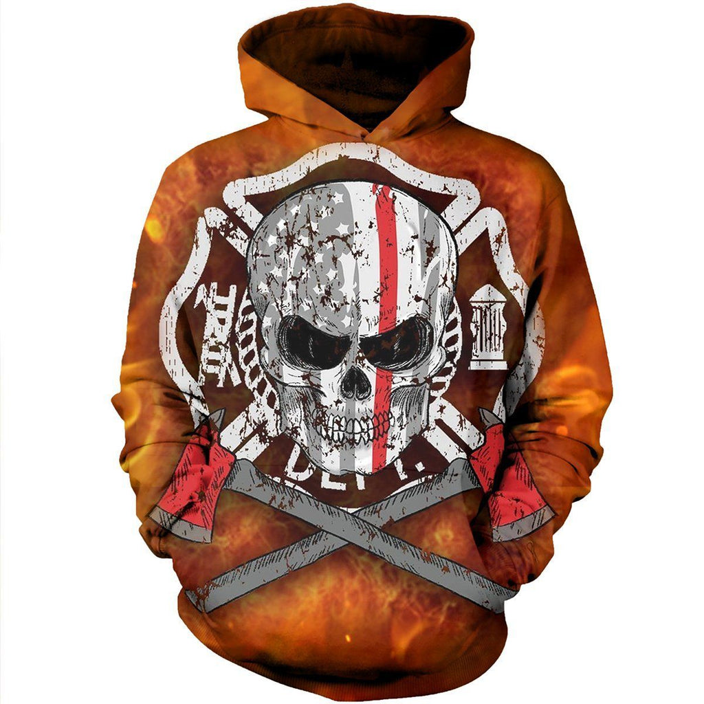 Fire Fighter Axe Skull Cool Mens Fashion Unisex 3D Hoodie All Over Print