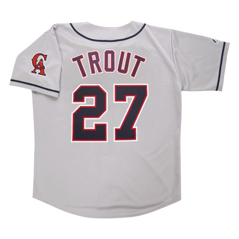 Mike Trout California Angels Grey Road Throwback Jersey W Team Patch | CTJS3297