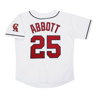 Jim Abbott California Angels Home White Throwback Jersey W Team Patch | CTJS3197