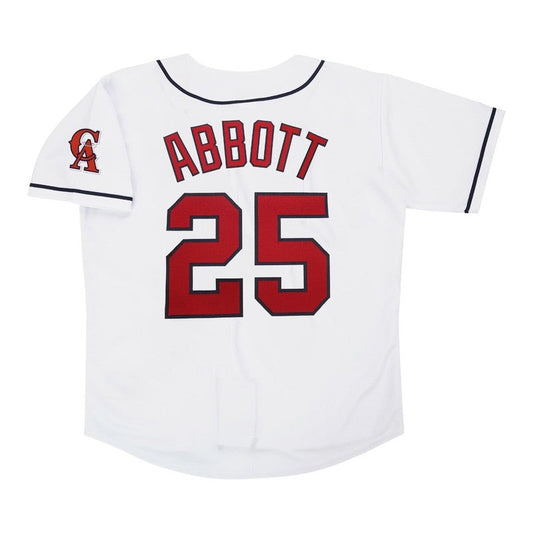 Jim Abbott California Angels Home White Throwback Jersey W Team Patch | CTJS3197
