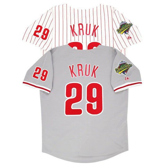 John Kruk 1993 Philadelphia Phillies World Series Home Road Jersey | CTJS3399