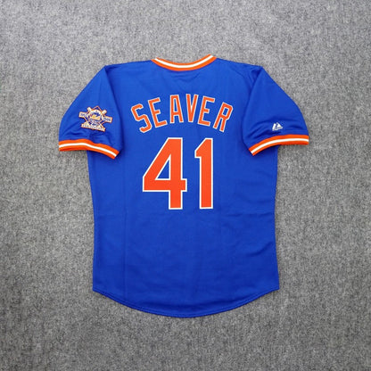 Tom Seaver 1986 New York Mets Alternate Blue 25Th Cooperstown Jersey | CTJS3328