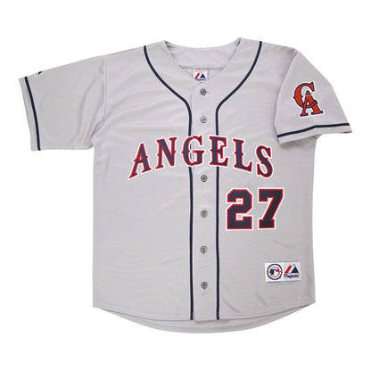 Mike Trout California Angels Grey Road Throwback Jersey W Team Patch | CTJS3297